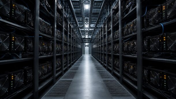 Дата-центр с ASIC-майнерами — иллюстрация к отчёту Canaan за июль 2026 года